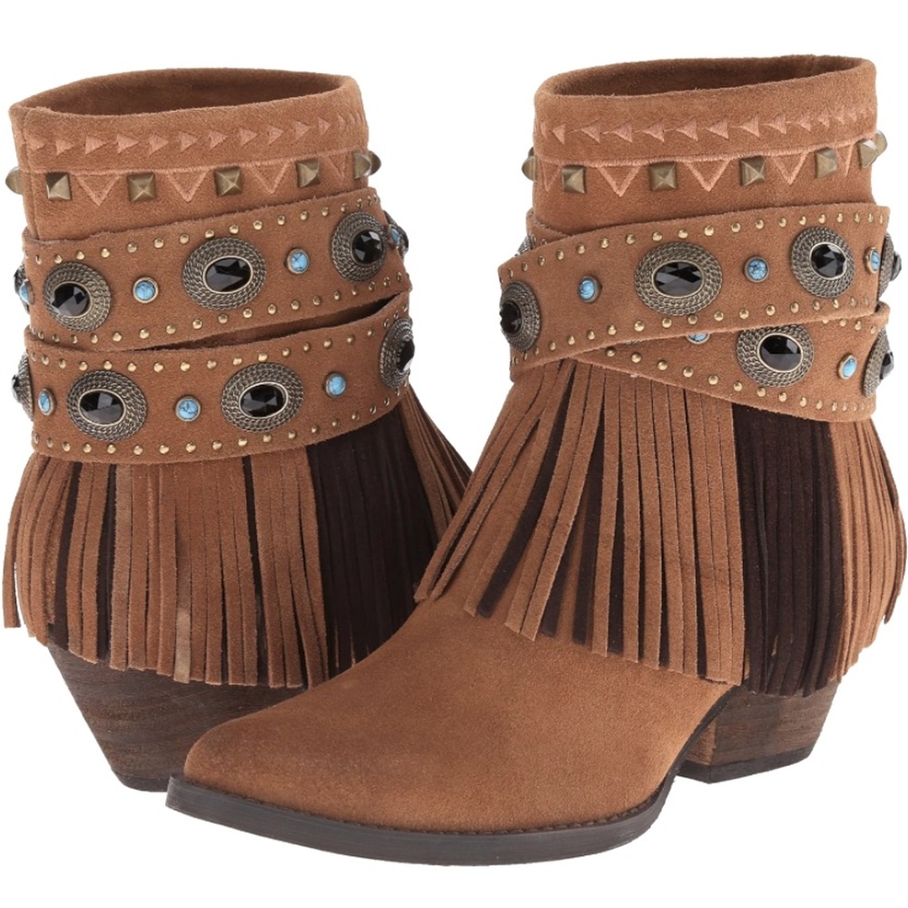 NWOT Sbicca Leather/ Suede Fringe Studded Boots |Size 7.5 - Picture 4 of 10